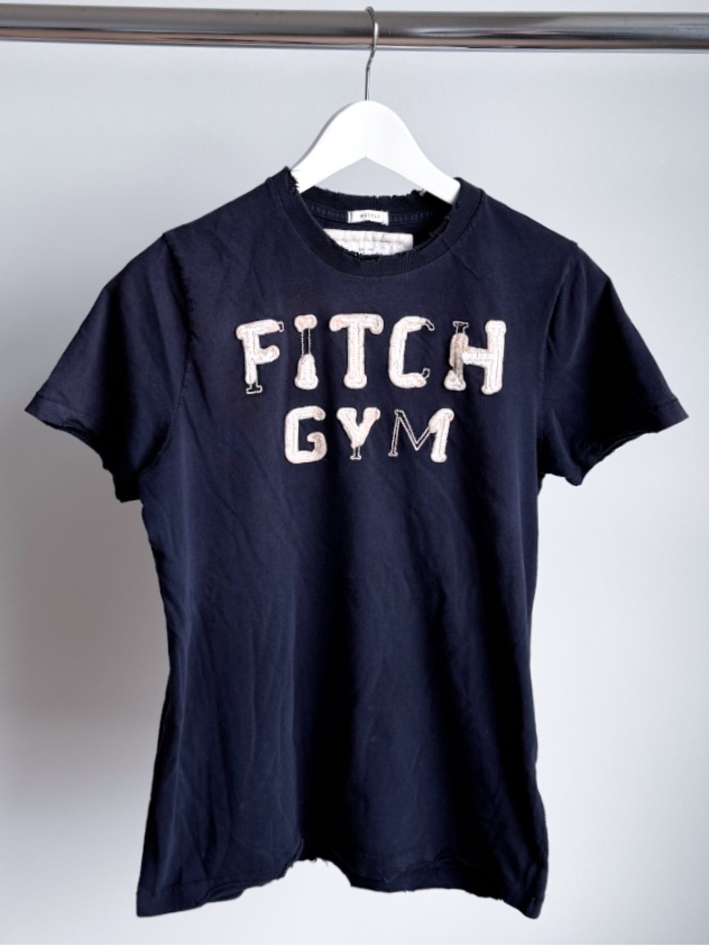 Vtg Y2K Abercrombie & Fitch Muscle Fit Tee 19x25 Navy Gym Graphic